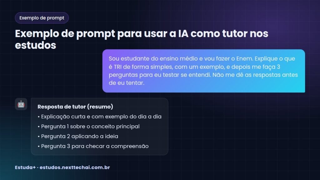 Exemplo de prompt para usar a IA como tutor nos estudos
