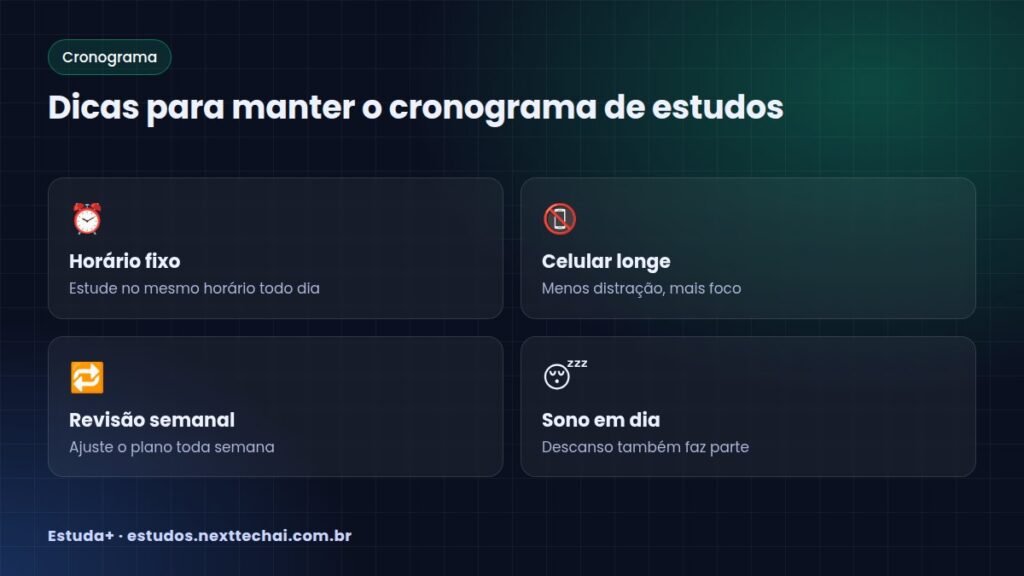 Dicas para manter o cronograma de estudos