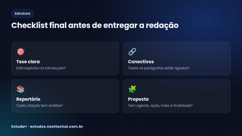 Checklist final antes de entregar a redação
