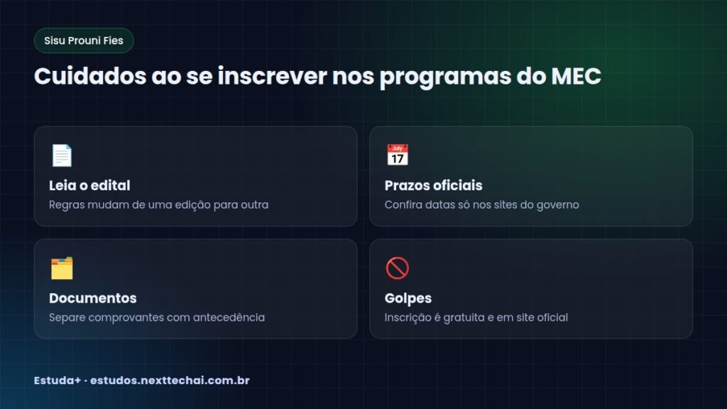 Cuidados ao se inscrever nos programas do MEC