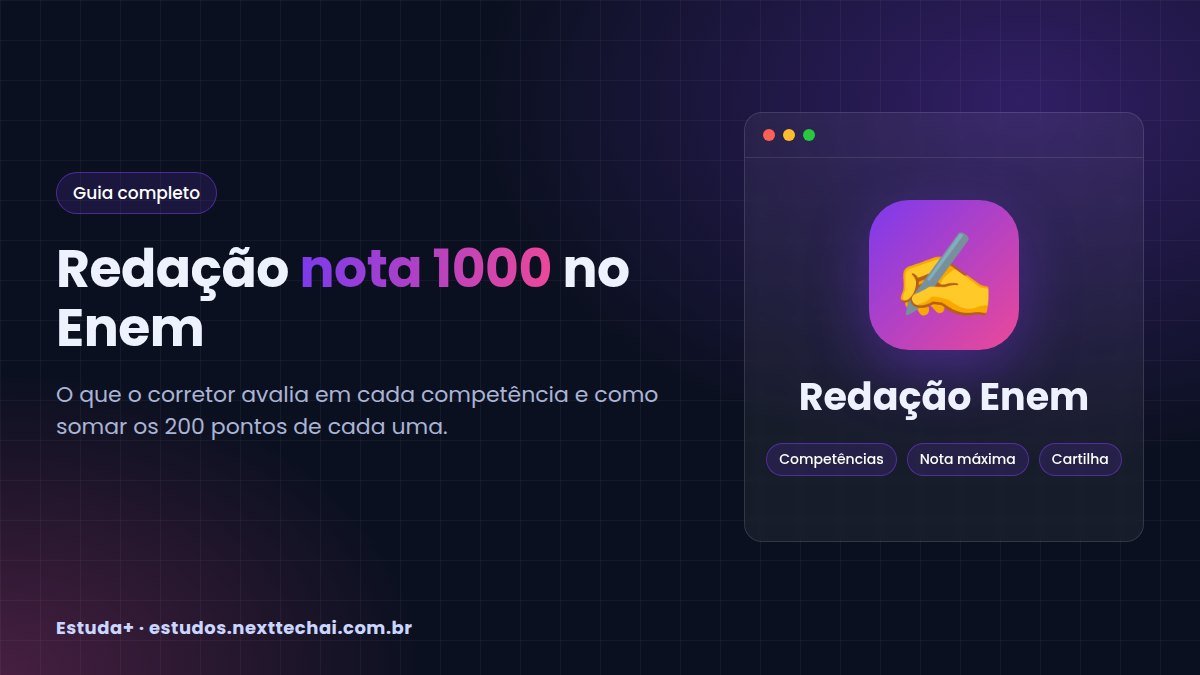Redação nota 1000 no Enem: as 5 competências explicadas