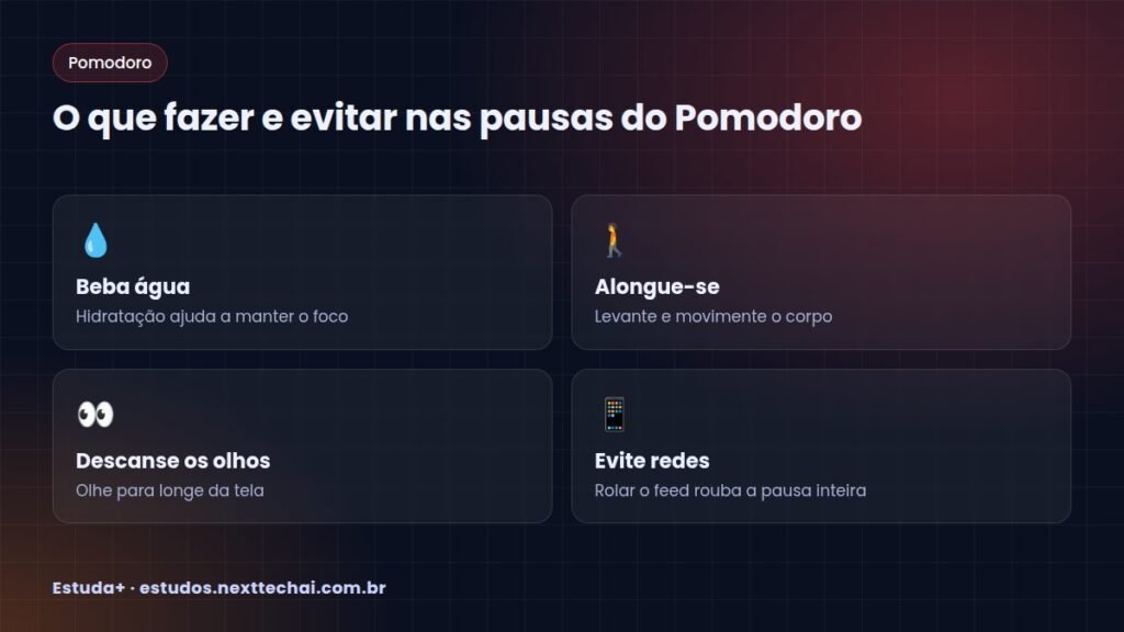 O que fazer e evitar nas pausas do Pomodoro